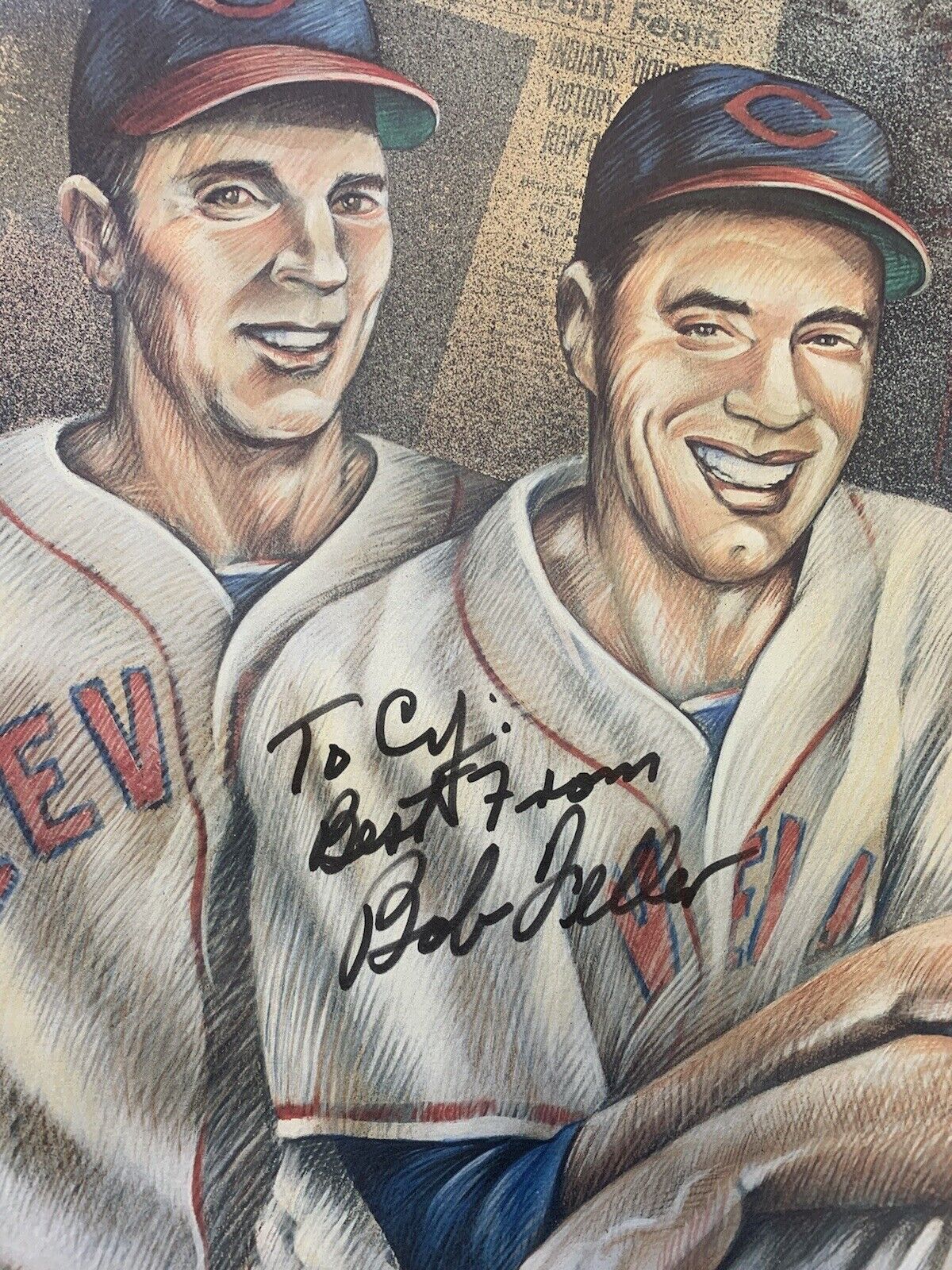 Bob Feller Cleveland Indians 17x22” SIGNED Poster w/ hologram