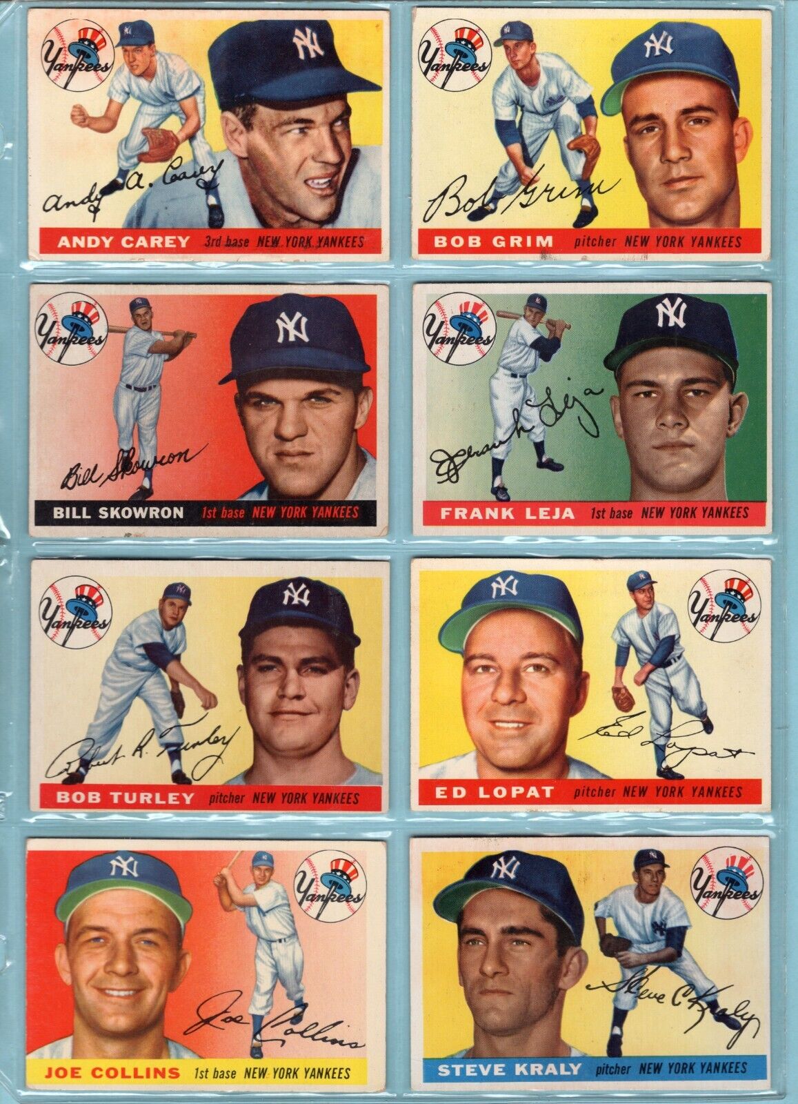 1955 Topps Lot of 11 Different New York Yankees Baseball Cards VG+ - Ex/Mt