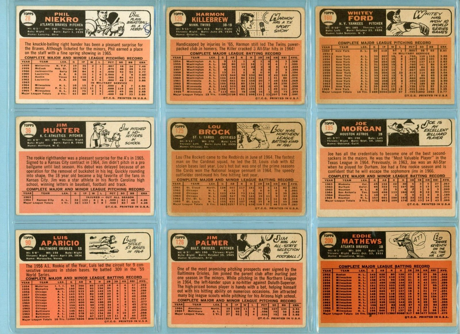 1966 Topps Lot of 12 Different Hall of Famer Baseball Cards Low Grade