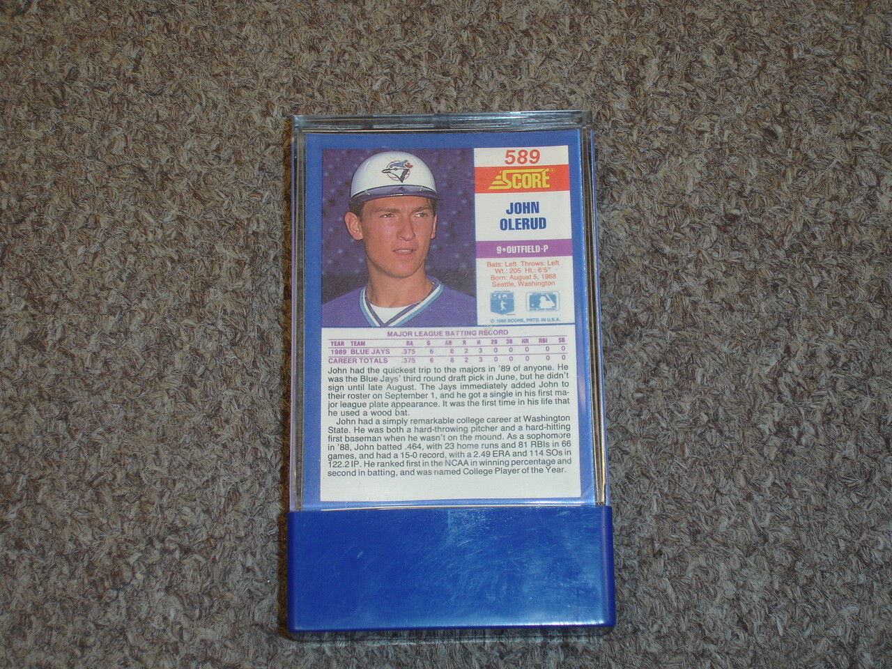 1990 Score John Olerud Blue Jays Limited Edition Signed Baseball Card #589-NM/MT