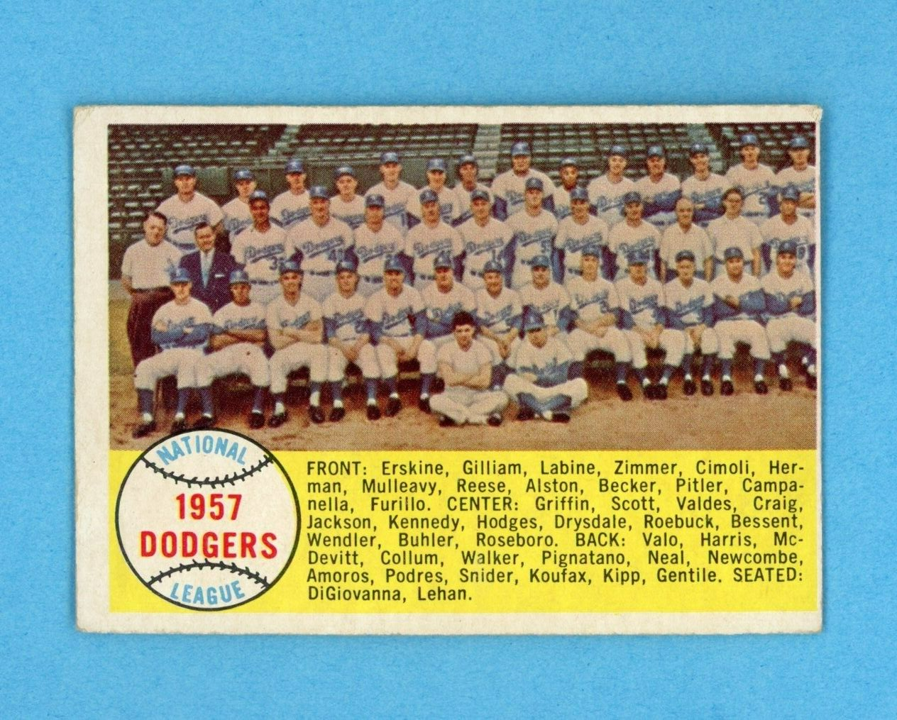 1958 Topps #71 1957 Dodgers Team Baseball Card EX o/c