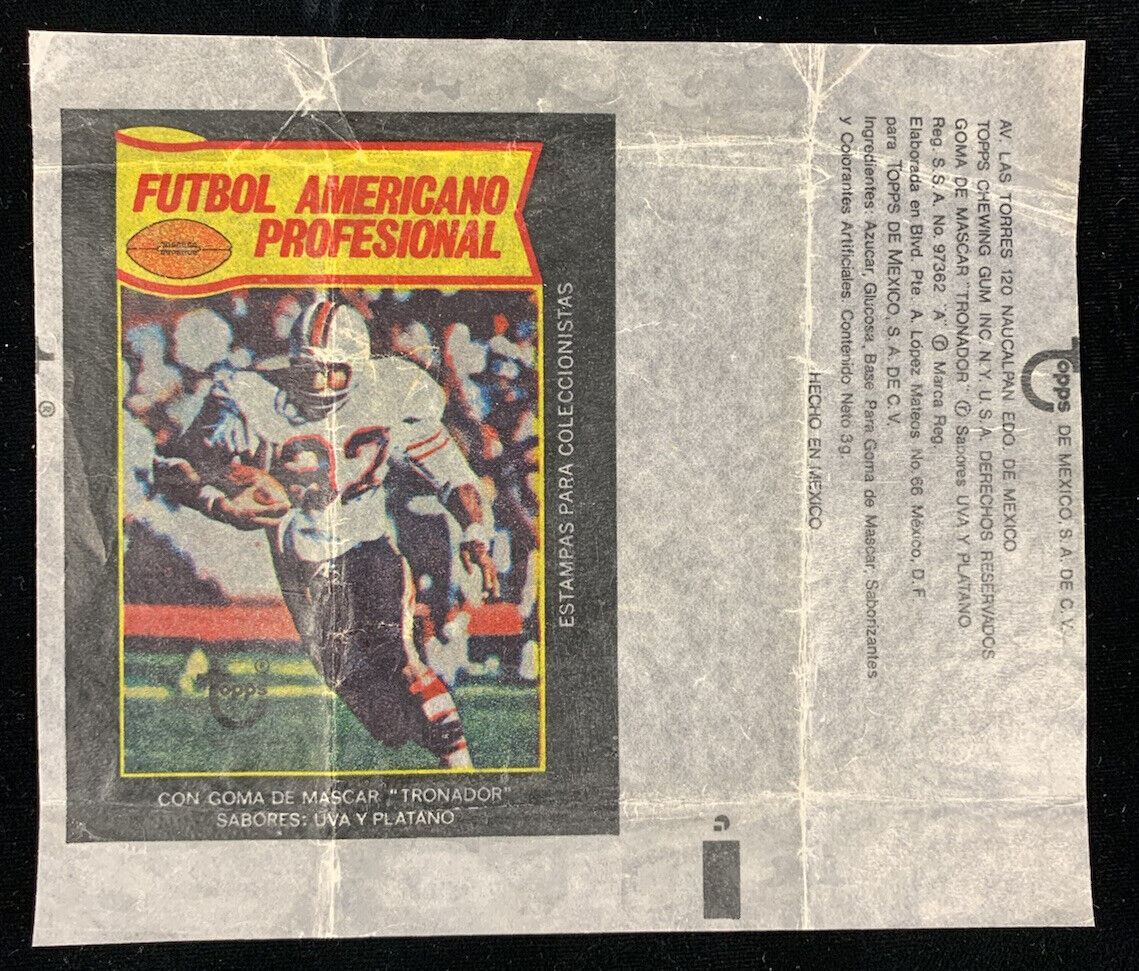 1977 Topps Mexican Football Card Wax Pack Wrapper w/ OJ Simpson Buffalo Bills