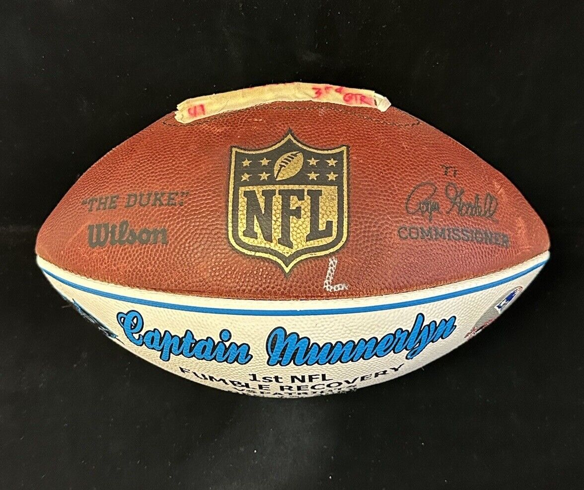 Dec 13, 2009 Captain Munnerlyn Panthers GAME USED Fumble Football vs Patriots