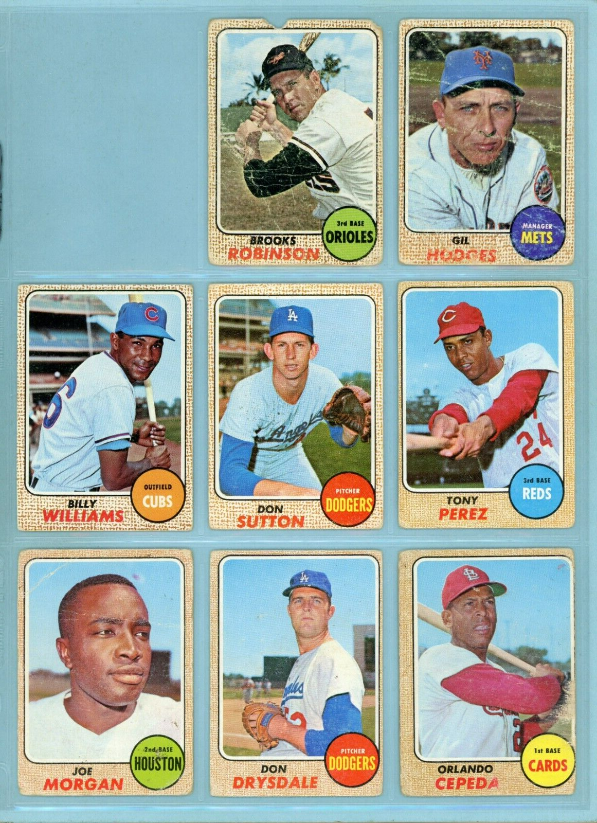 1968 Topps Lot of 17 Different Hall of Famer Baseball Cards Low Grade