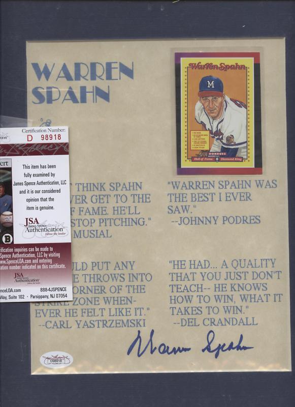 Warren Spahn Autographed Quote Print JSA