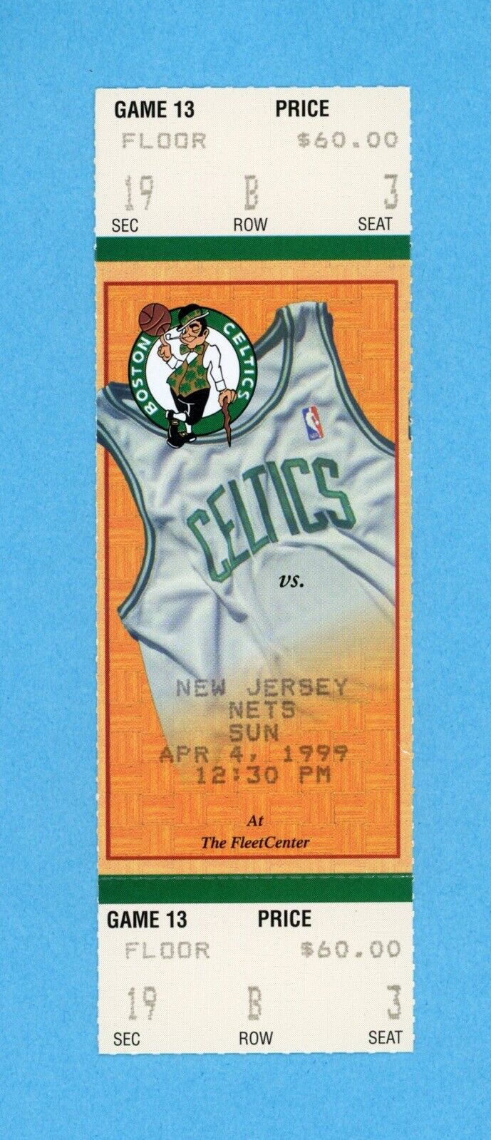 Boston Celtics Full Ticket • April 4, 1999 vs New Jersey Nets