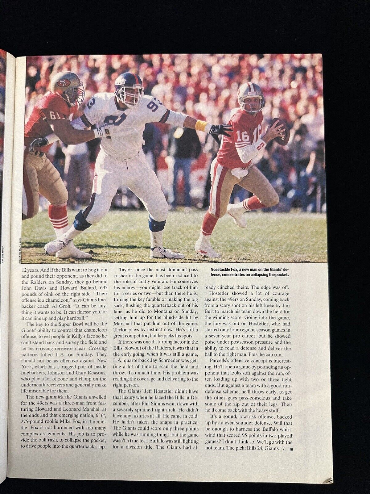 Jan. 1991 Sports Illustrated Magazine SIGNED by OJ Anderson Giants - STEINER COA