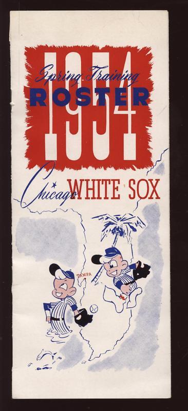 1954 Spring Training Roster Chicago White Sox