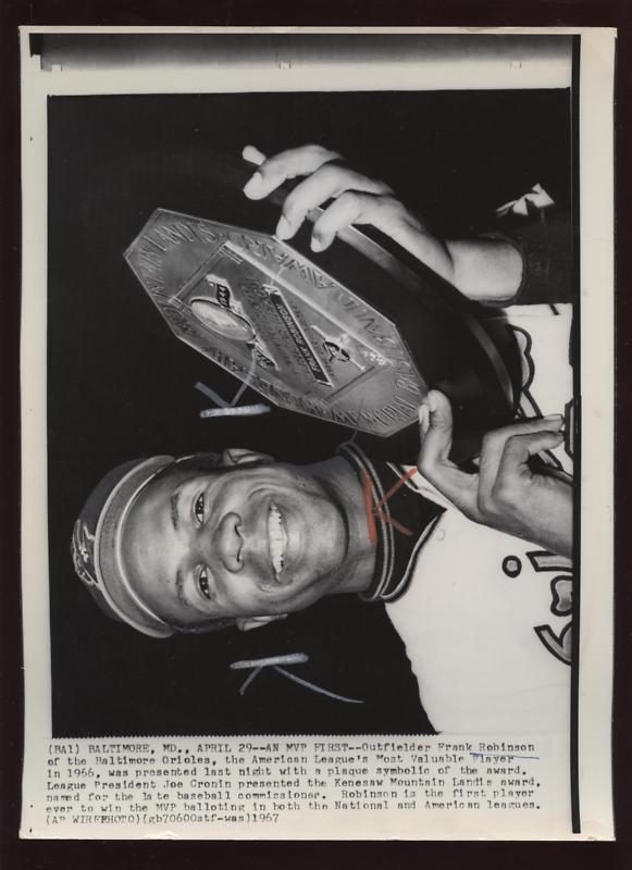 Original 1967 Frank Robinson MVP Wire Photo