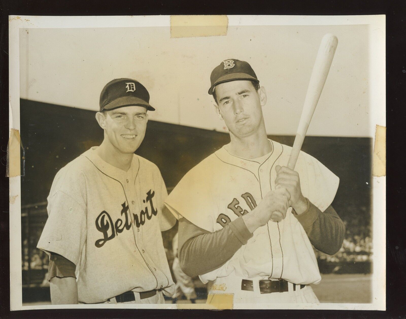 Vintage Ted Williams Boston Red Sox & Dick Wakefield Detroit Tigers Wire Photo