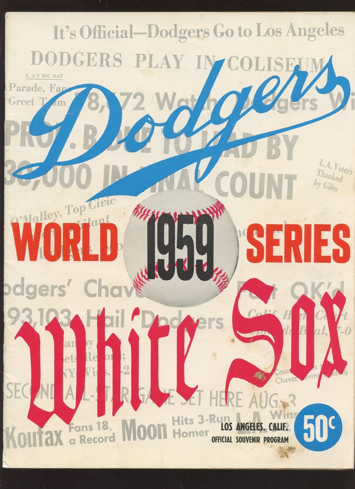 1959 World Series Program Chicago White Sox @ Los Angeles Dodgers 