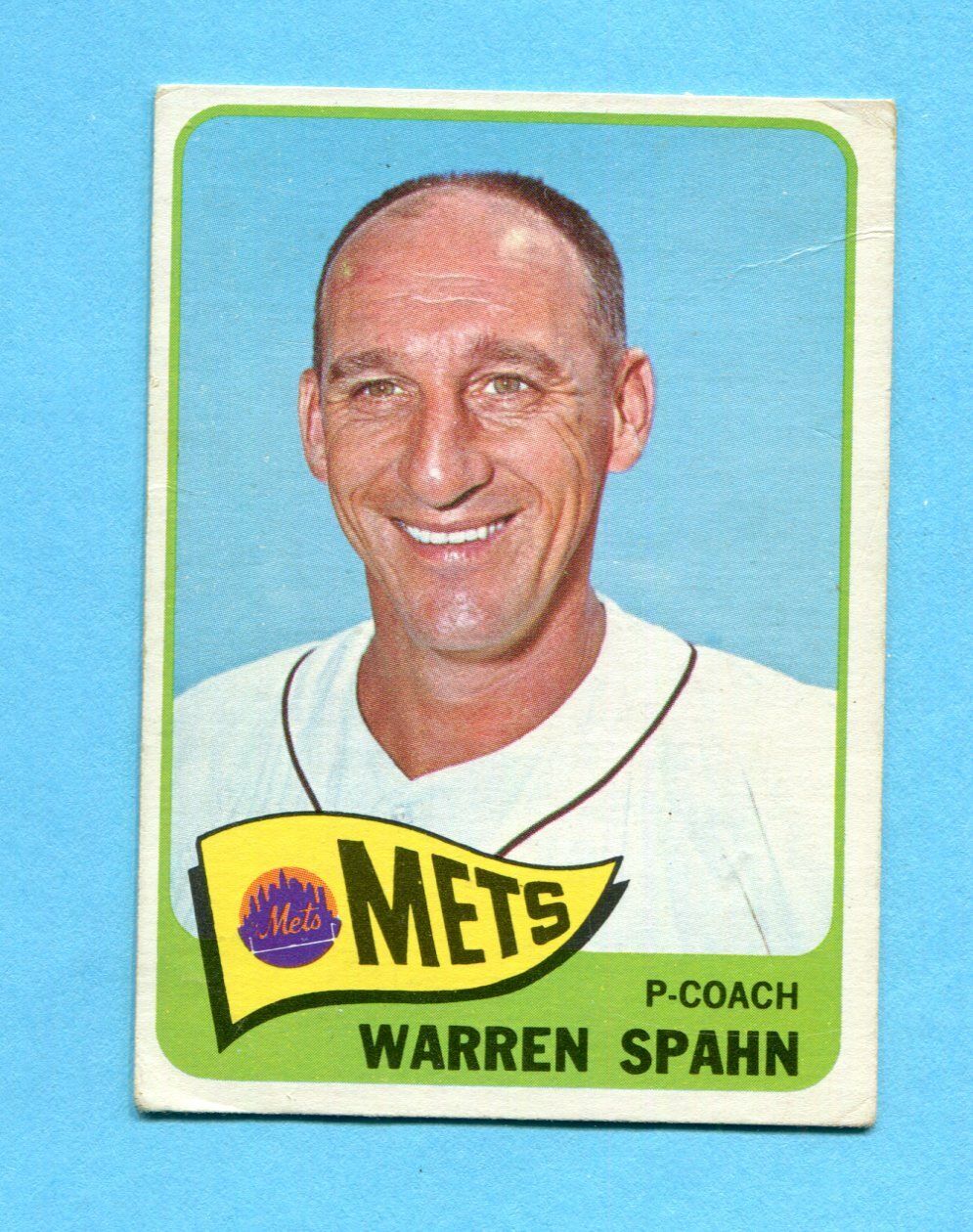 1965 Topps #205 Warren Spahn New York Mets Baseball Card VG+ sm cres    