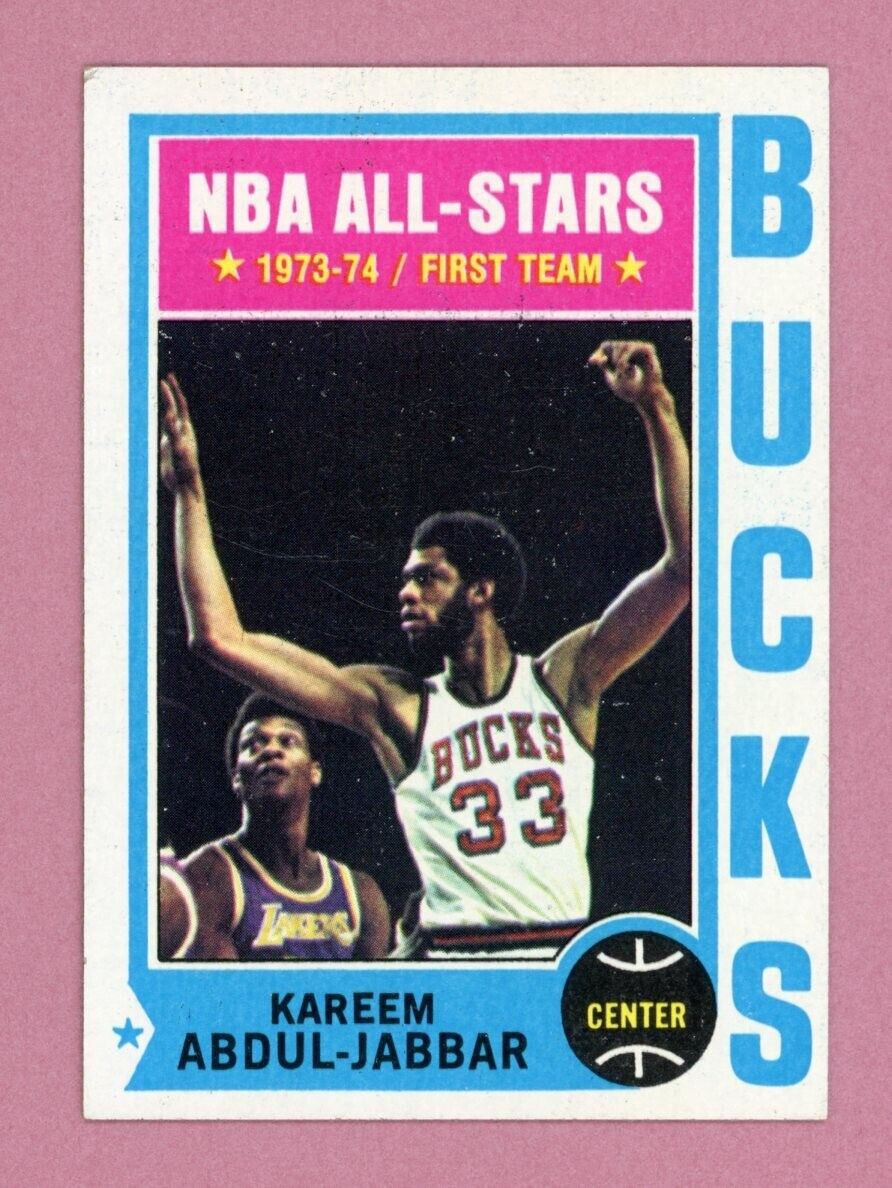 1974-75 Topps #1 Kareem Abdul-Jabbar Milwaukee Bucks Basketball Card Ex - Ex+