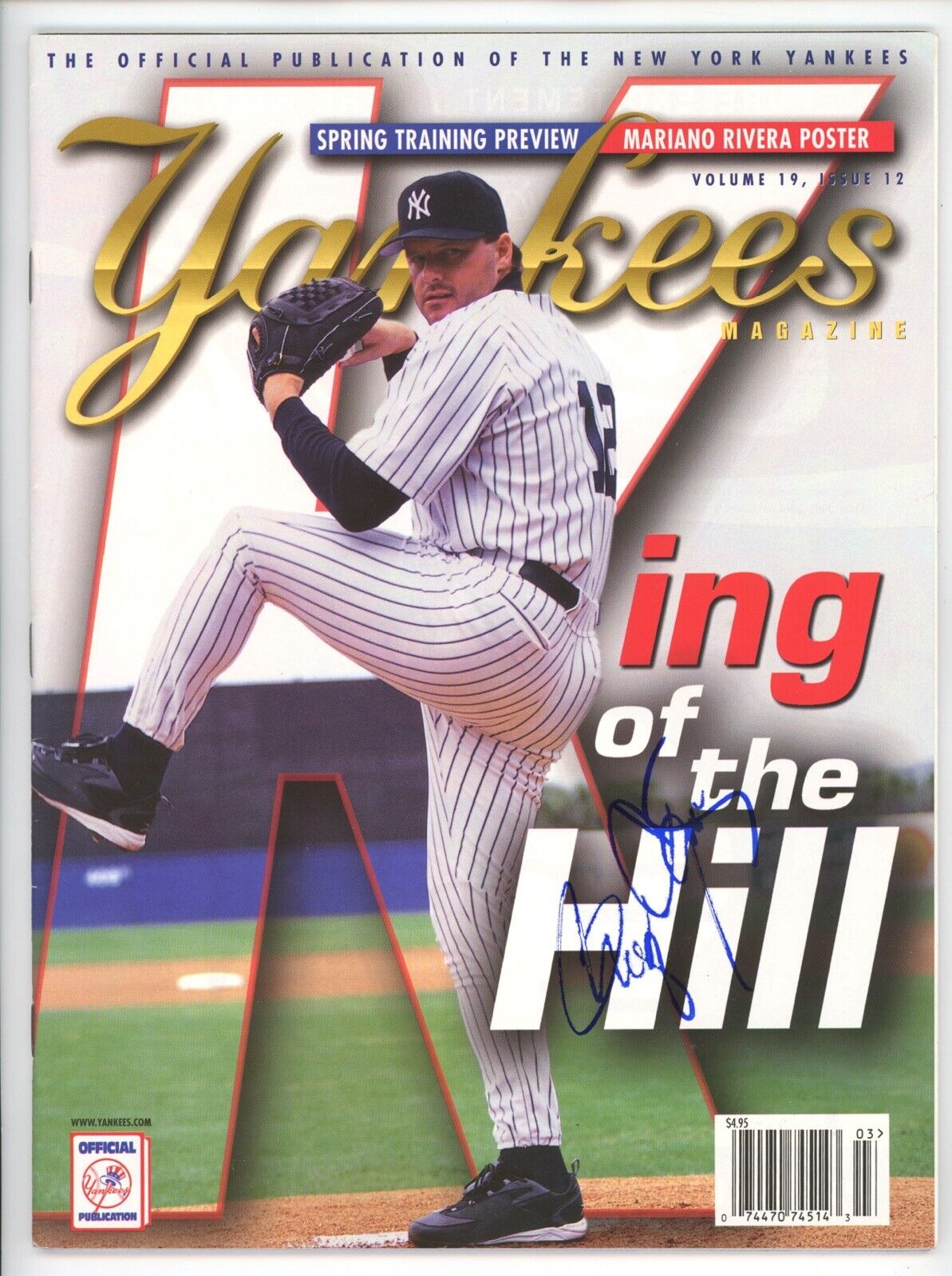 Roger Clemens NY Yankees Signed March 1999 Yankees Magazine with B&E Hologram