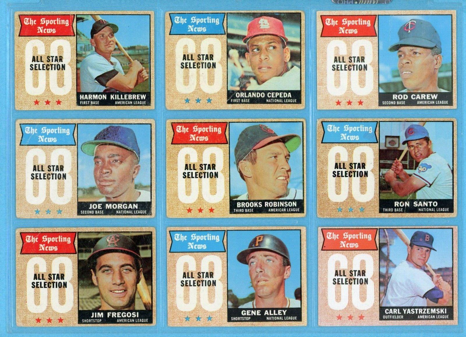 1968 Topps Complete Set of 20 All-Star Baseball Cards Low Grade