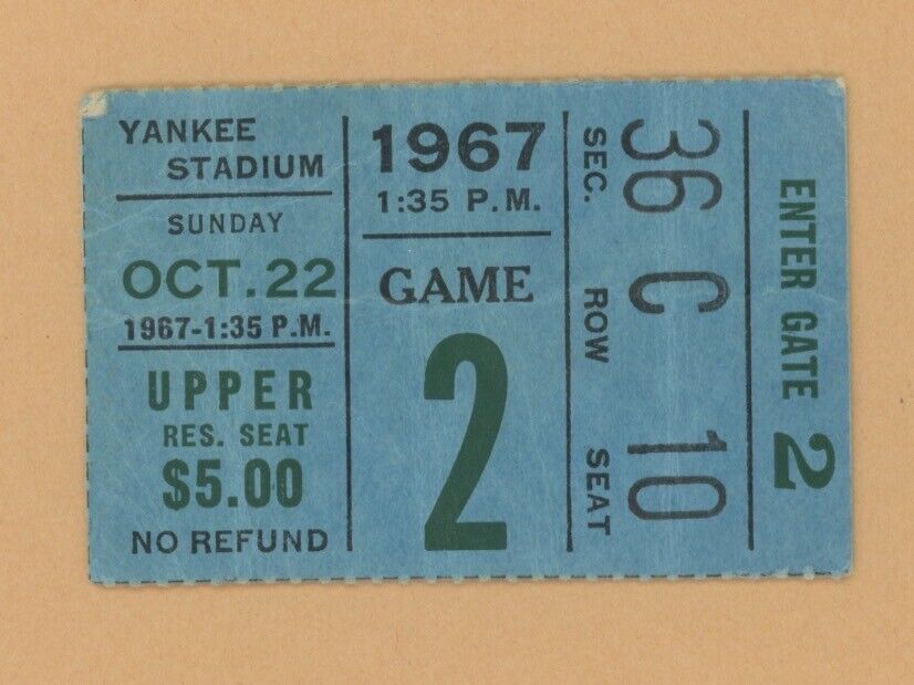 10/22/67 Green Bay Packers at New York Giants Ticket Stub