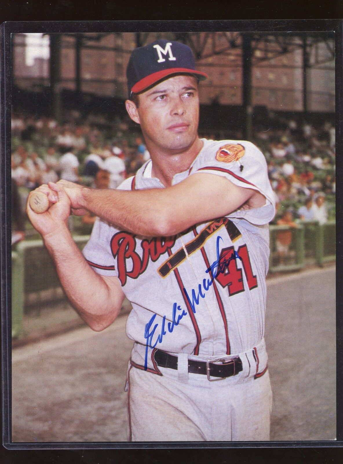 Eddie Mathews Milwaukee Braves Follow Through 8 X 10 Autographed Photo Hologram