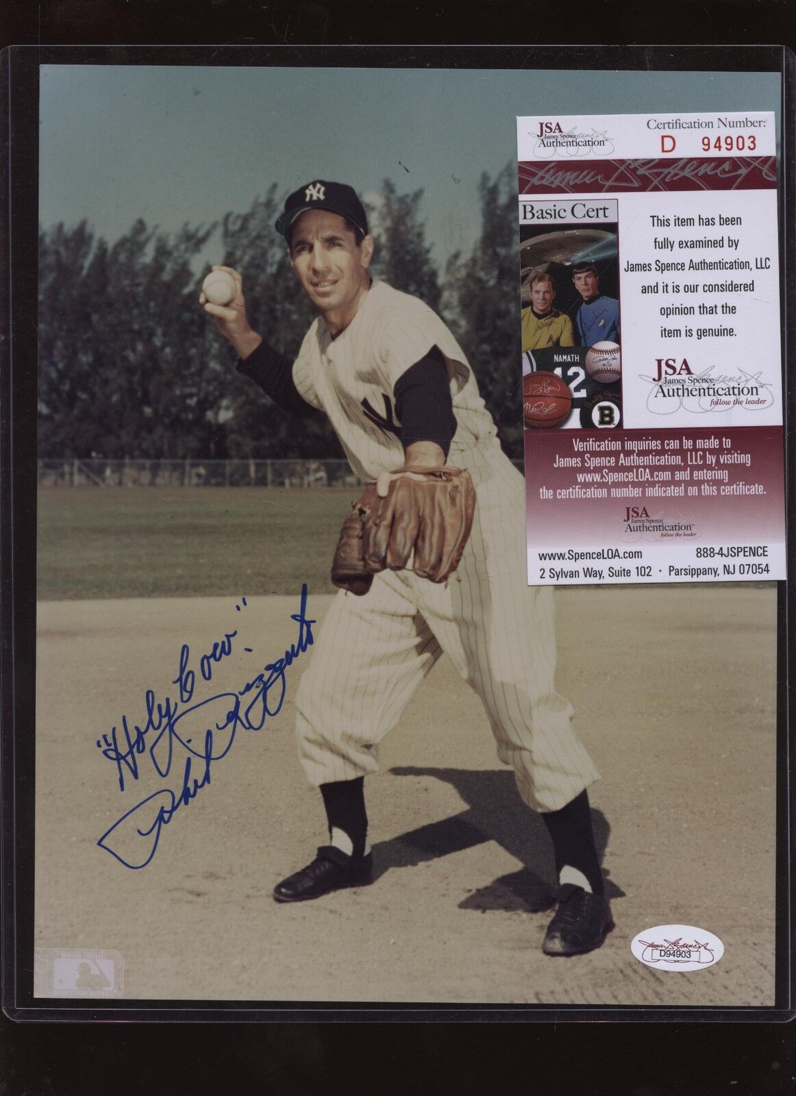 Holy Cow Phil Rizzuto Yankees Autographed Photo JSA