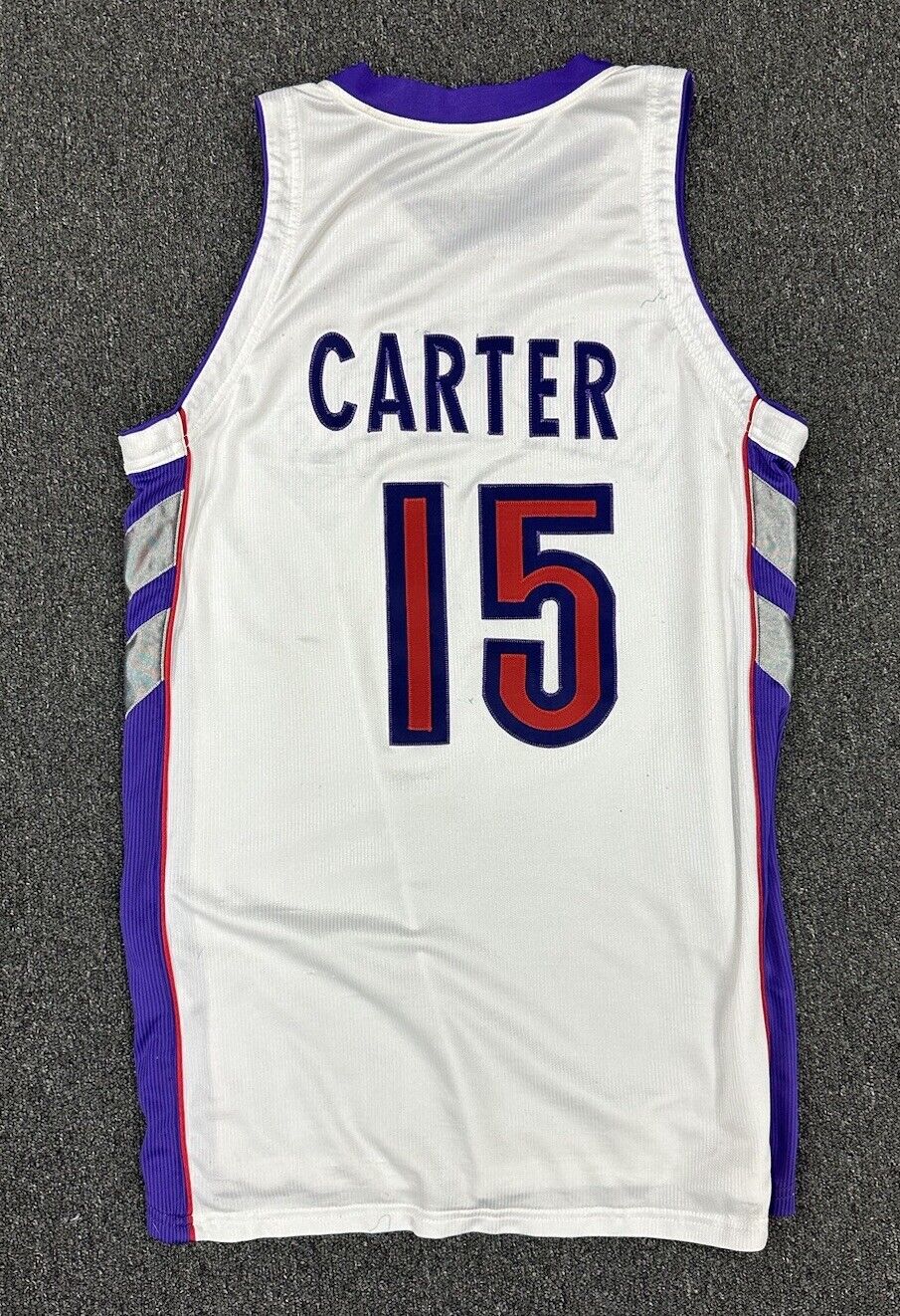 1999-00 Vince Carter Toronto Raptors GAME USED Home Basketball Jersey #15 w/ LOA