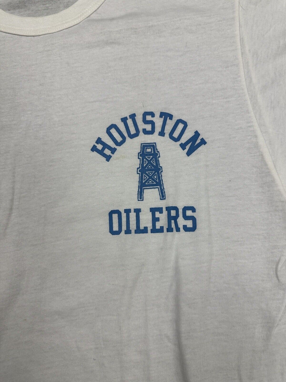 circa 1980’s Houston Oilers Practice Worn Cotton Logo T-Shirt - Russell size XL