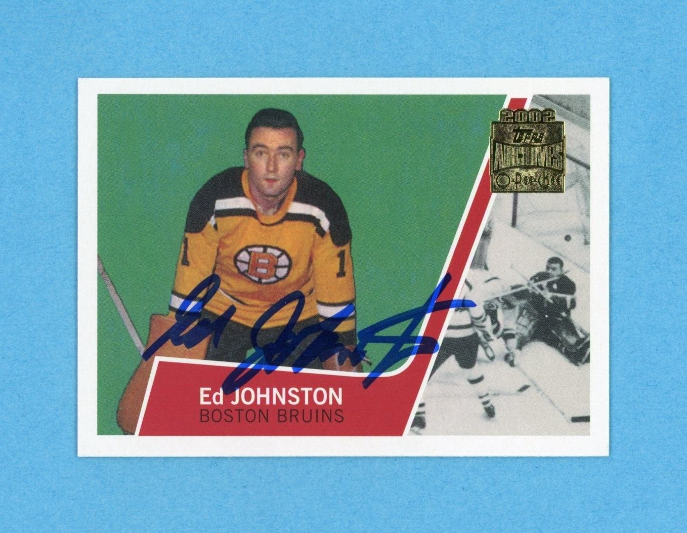 Ed Johnston 2001-02 Topps/OPC Archives #34 Autographed Hockey Card