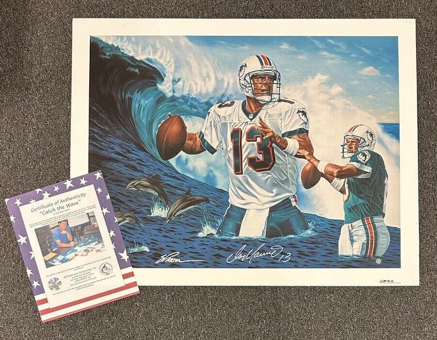 Dan Marino #13 Miami Dolphins SIGNED 23x29.5” Giclee Poster w/ All-American LOA