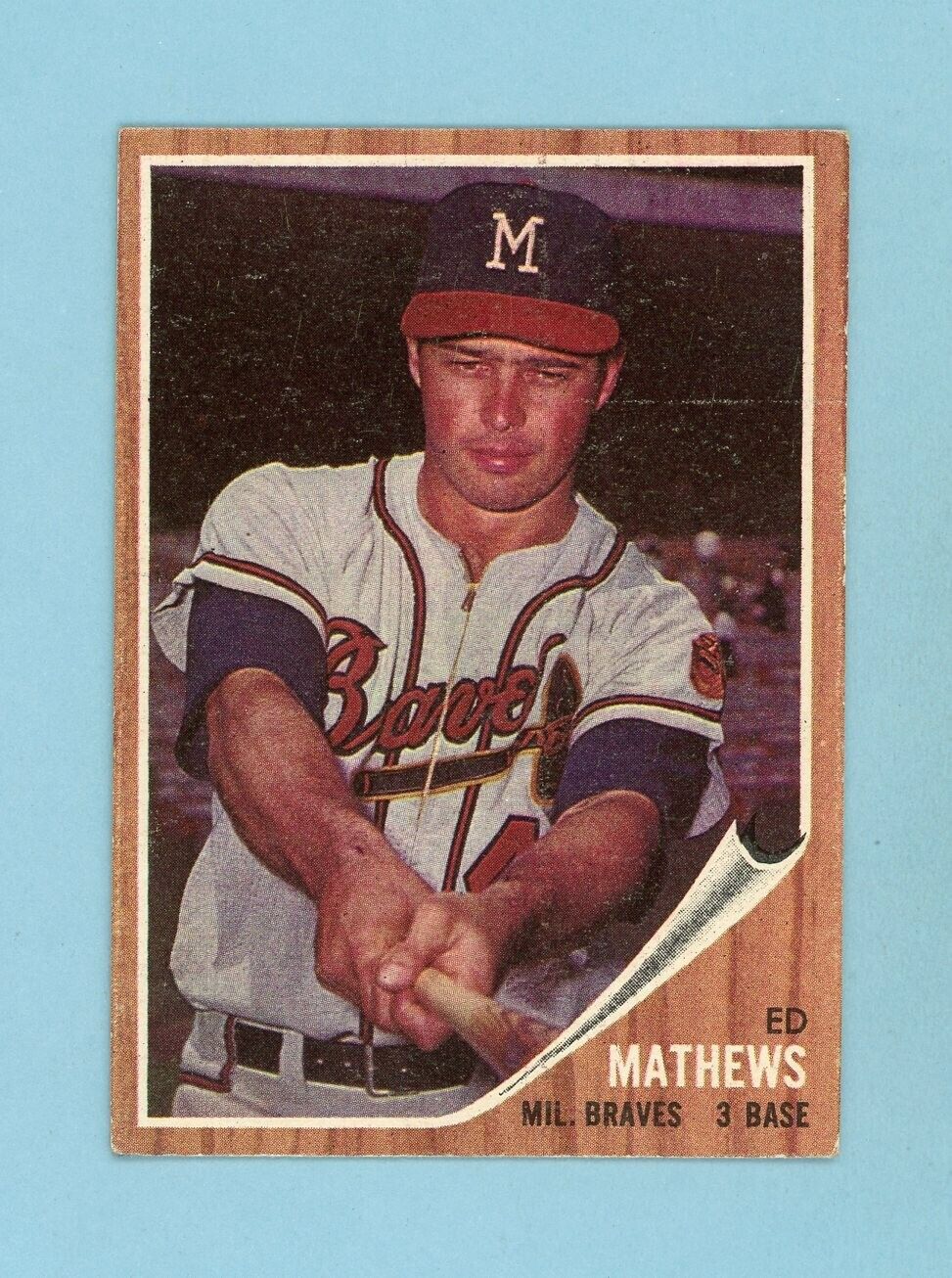 1962 Topps #30 Ed Mathews Milwaukee Braves Baseball Card EX+ lht prt ln