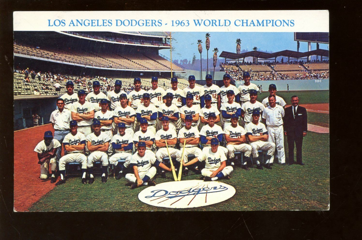 1964 Los Angeles Dodgers 1963 World Champions Team Post Card w/ Sandy Koufax VG