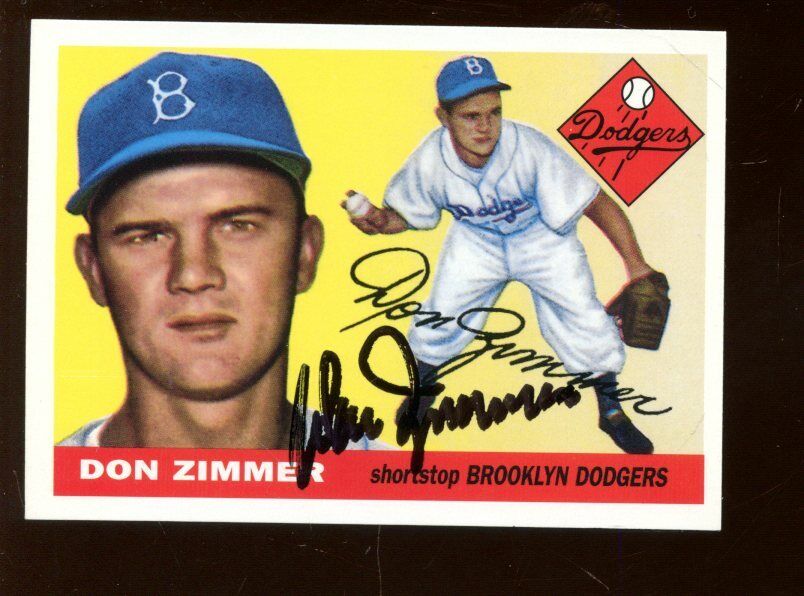 1995 Topps 1955 Archive BB Card #92 Don Zimmer WC Brooklyn Autographed NRMT