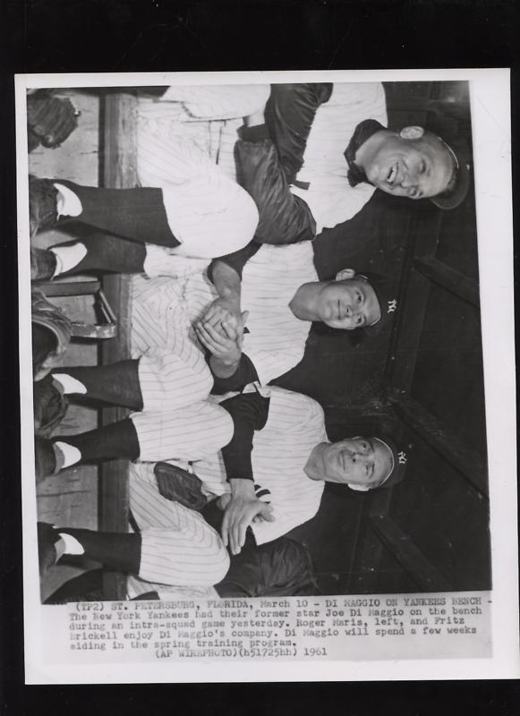 Original 1961 DiMaggio Maris New York Yankees Wire Photo