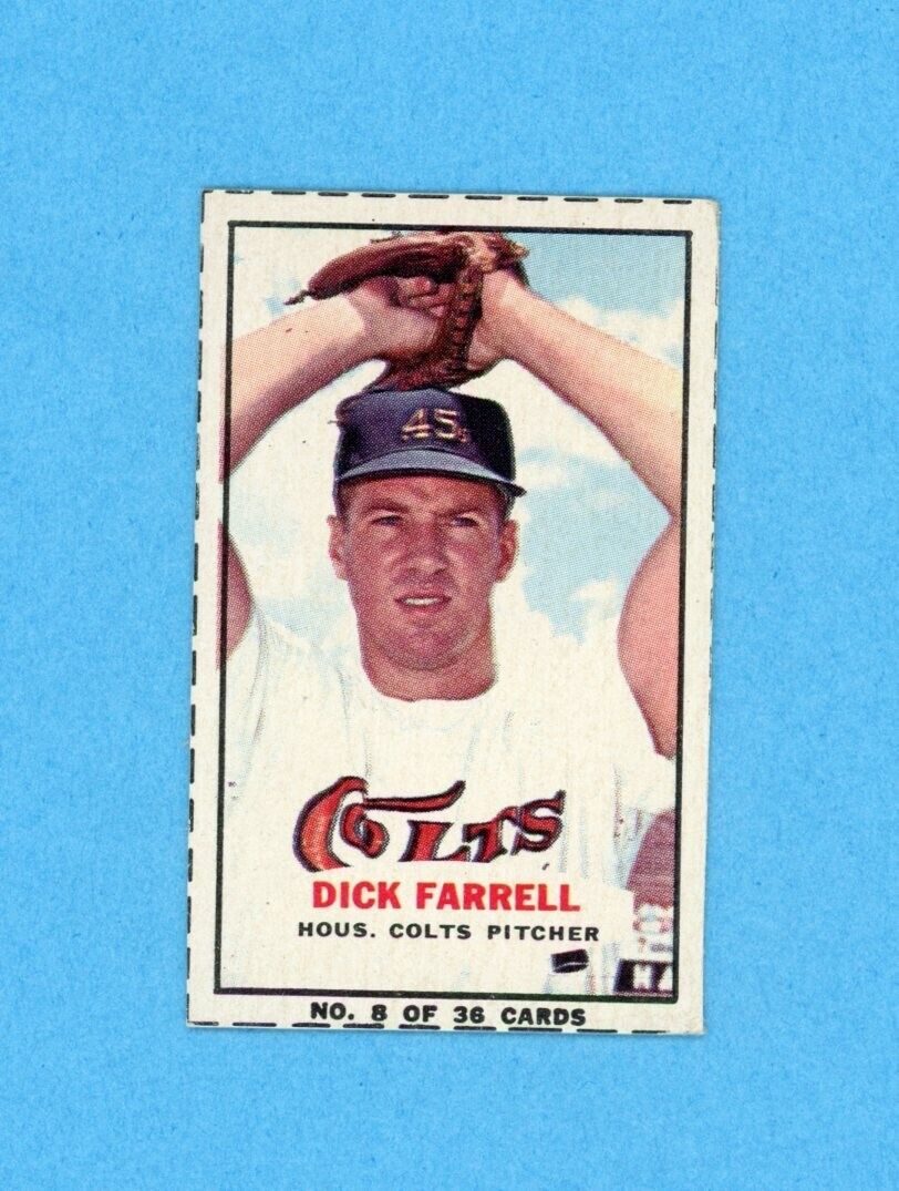 1964 Bazooka #8 Dick Farrell Houston Colt .45s Baseball Card