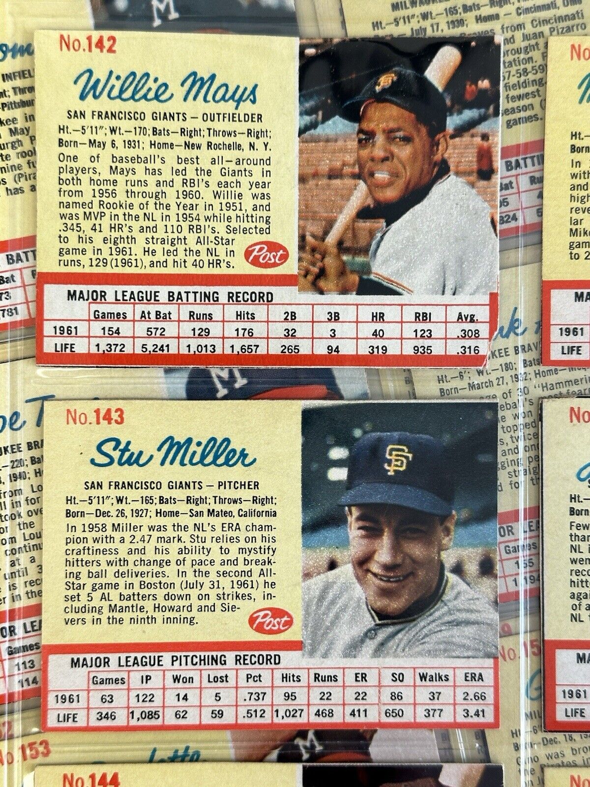 1962 Post Cereal Baseball Complete Set of 200 w/ Mantle Clemente Mays Banks