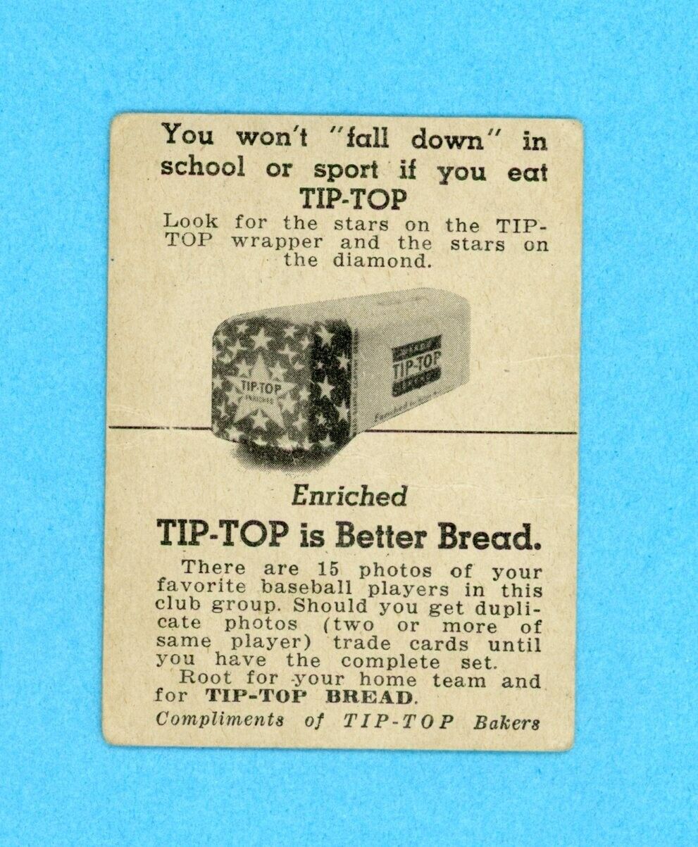 1947 Tip Top Bread Virgil Trucks Detroit Tigers Baseball Card Low Grade