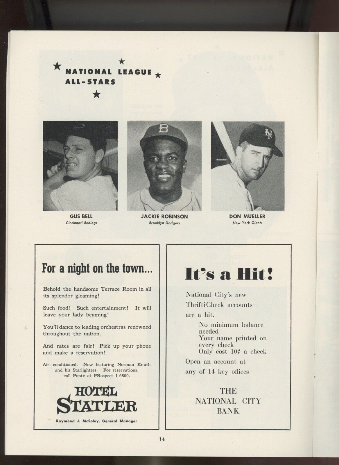 1954 MLB All Star Program at Cleveland Stadium • Unscored 