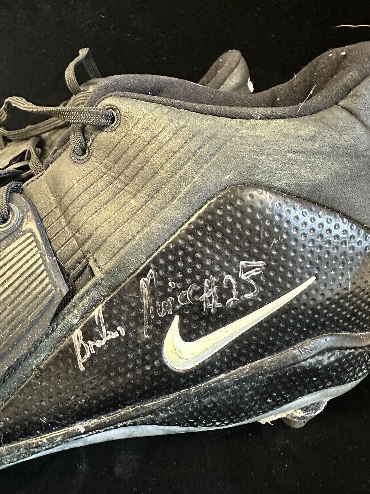 2003 Brandon Miree #25 Pitt. GAME USED SIGNED Cleats - PHOTOMATCH to Bowl Game