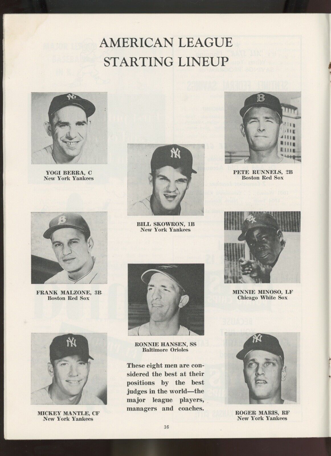 1960 MLB All-Star Game Program • Unscored