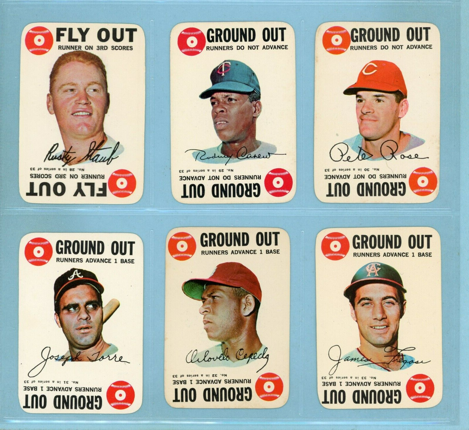 1968 Topps Game Complete Set of 33 Baseball Cards EX (some better)