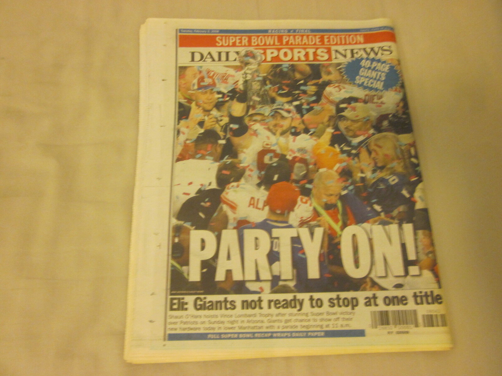 2008 Complete New York Daily News Newspaper New York Giants Champs