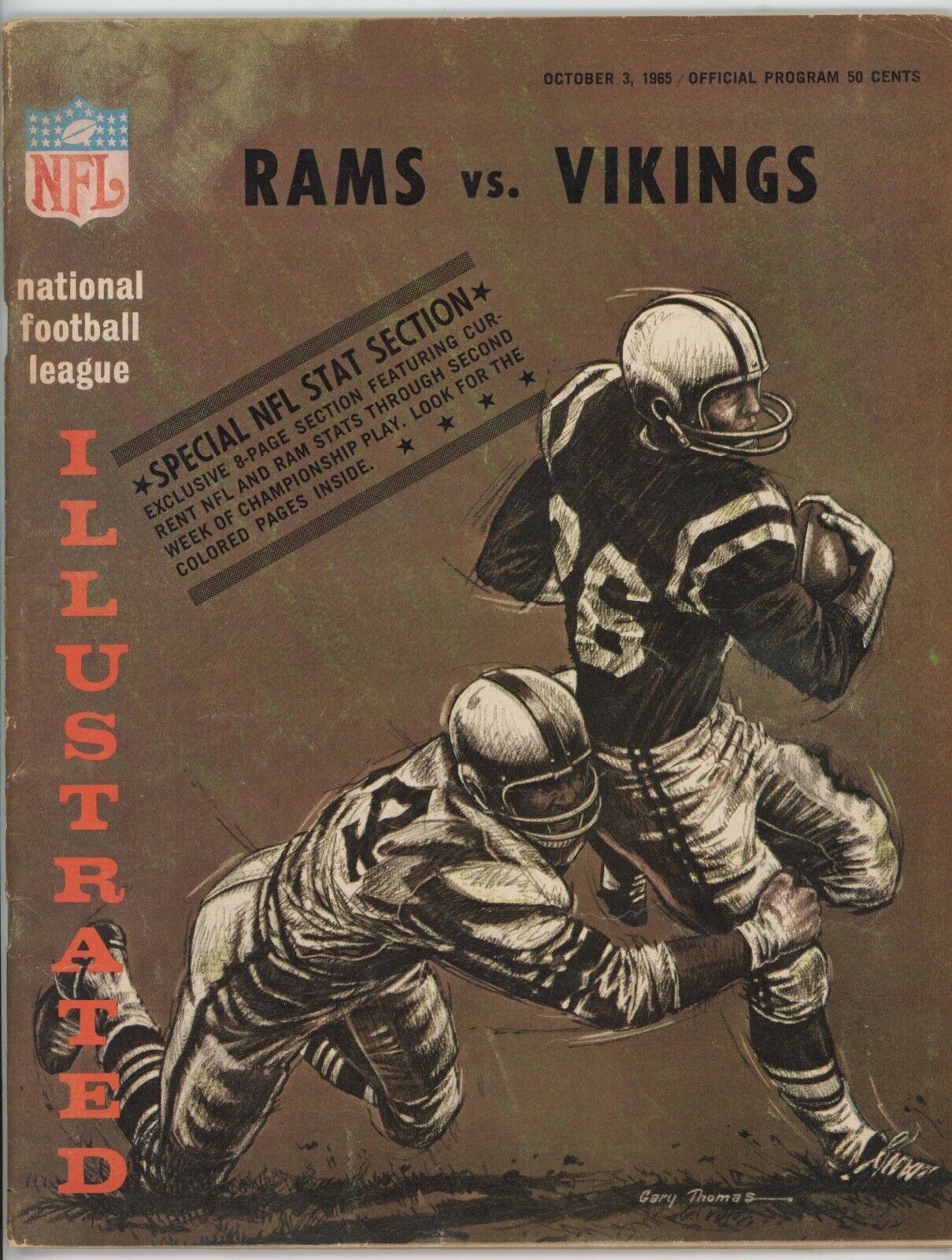 10/3/65 Los Angeles Rams vs Minnesota Vikings NFL Illustrated Program