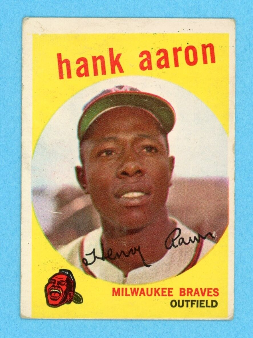 1959 Topps #380 Hank Aaron Milwaukee Braves Baseball Card VG