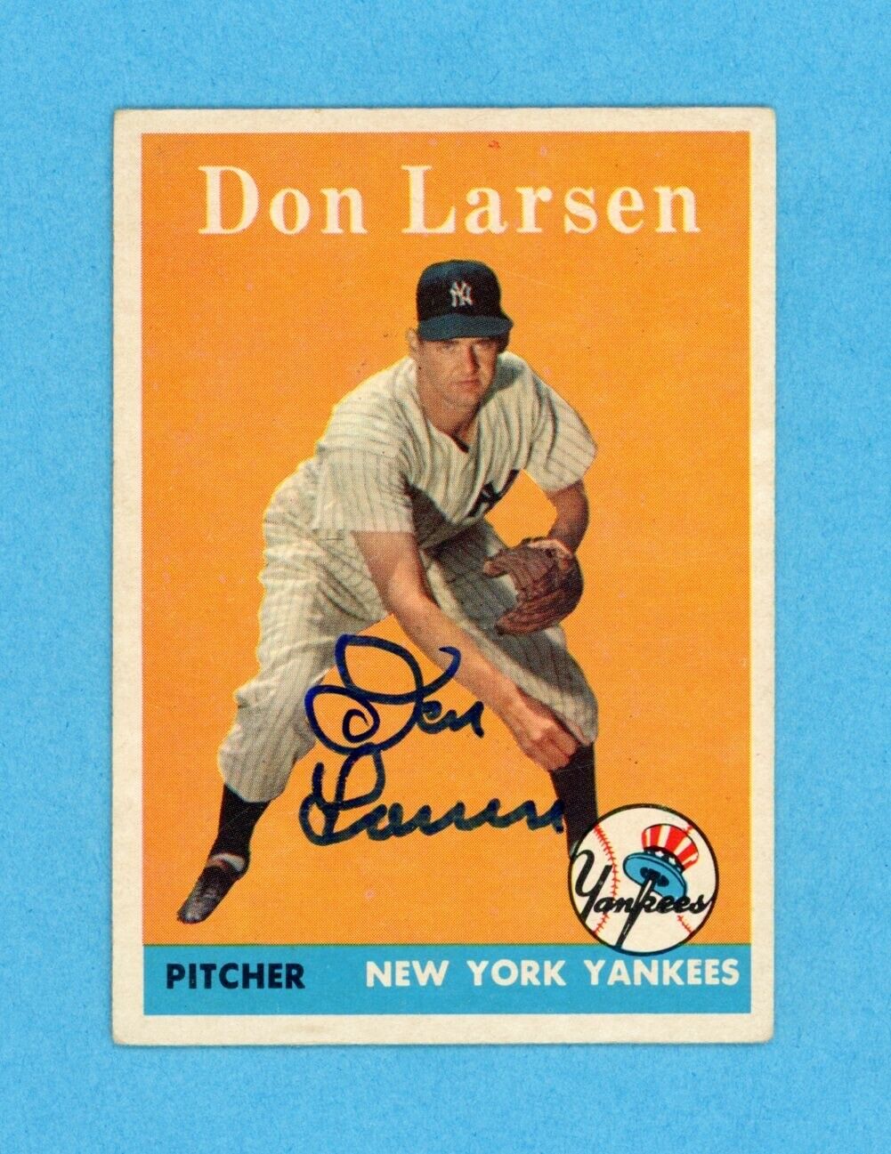 Don Larsen Signed 1958 Topps Card #161 Auto with B&E Hologram