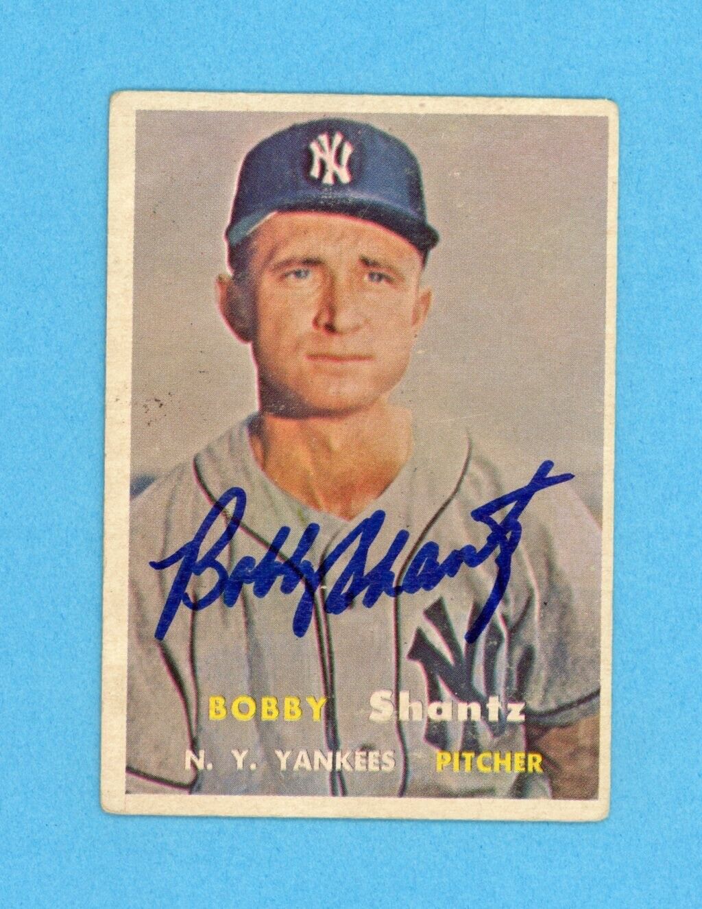 Bobby Shantz Signed 1957 Topps Card #272 Auto with B&E Hologram