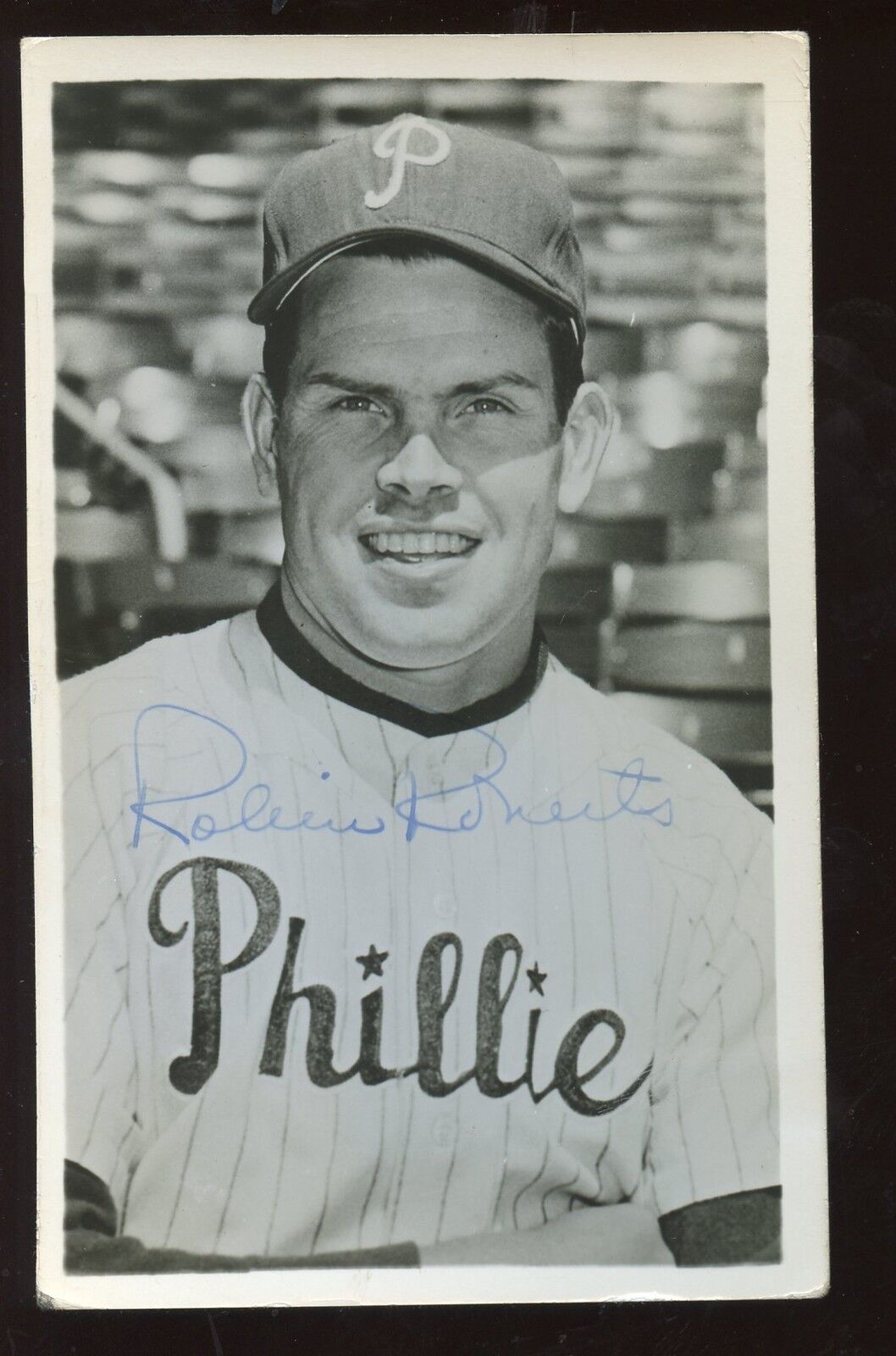 1957 Robin Roberts Phillies Photo Postcard Autographed Hologram