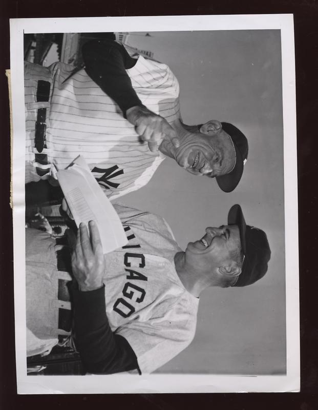 Original 1957 Casey Stengel & Lopez Yankees Wire Photo