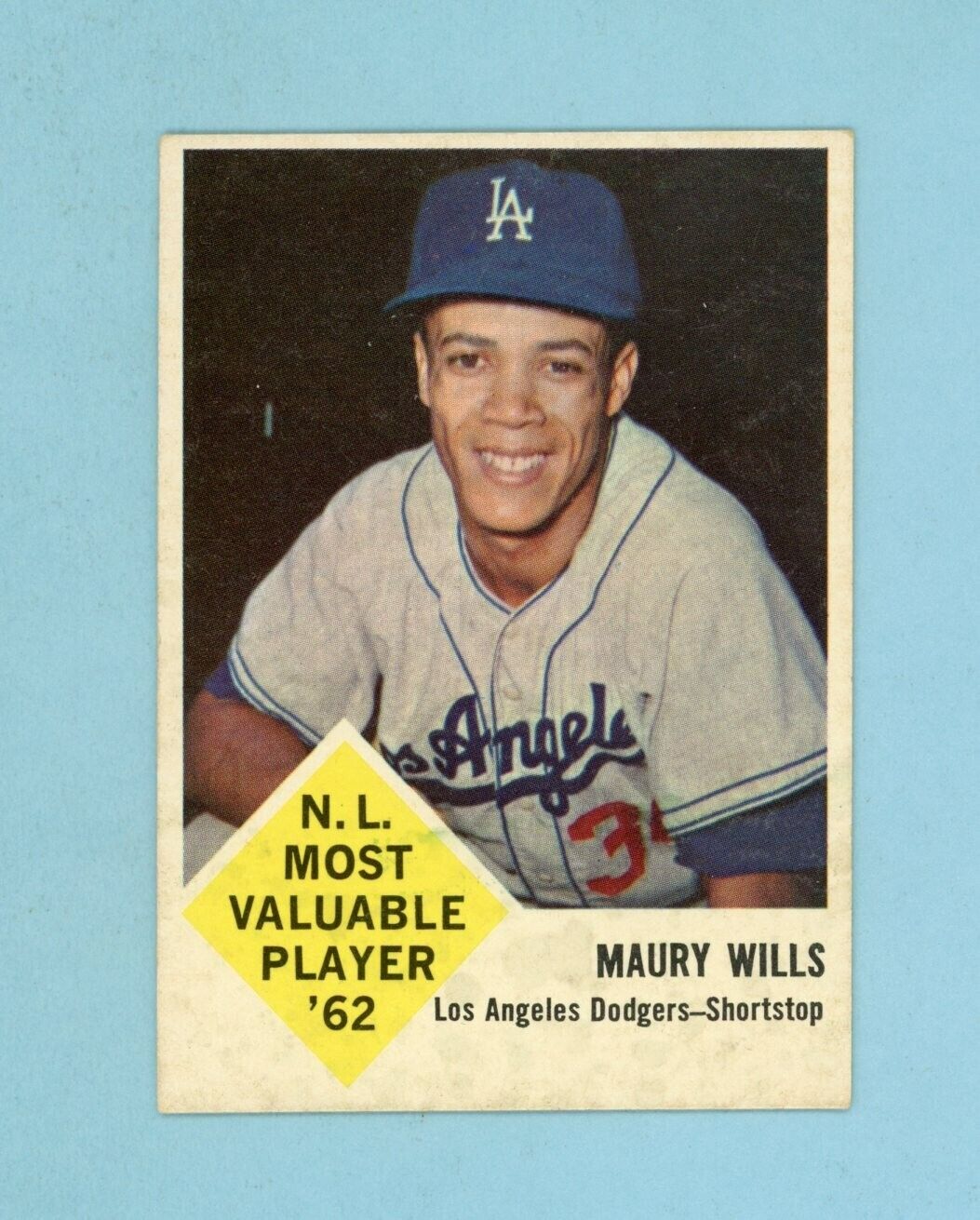 1963 Fleer #43 Maury Wills Los Angeles Dodgers Rookie Baseball Card EX+