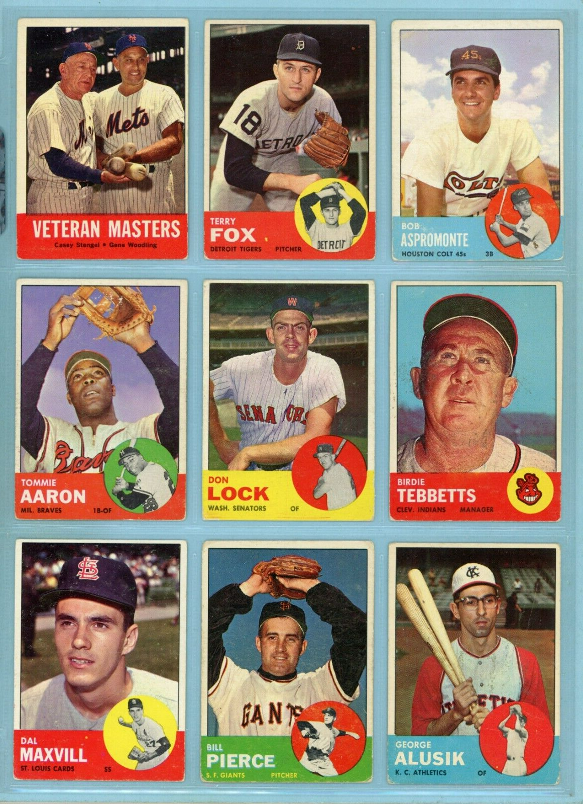 1963 Topps Starter Set Lot of 395 Different Baseball Cards Vg - Vg+