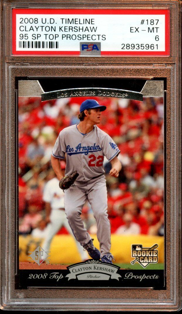 2008 Upper Deck Timeline SP Baseball Card #187 Clayton Kershaw PSA 6 EXMT