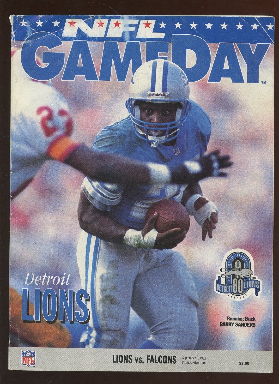 September 5 1993 NFL Football Program Atlanta Falcons at Detroit Lions VG