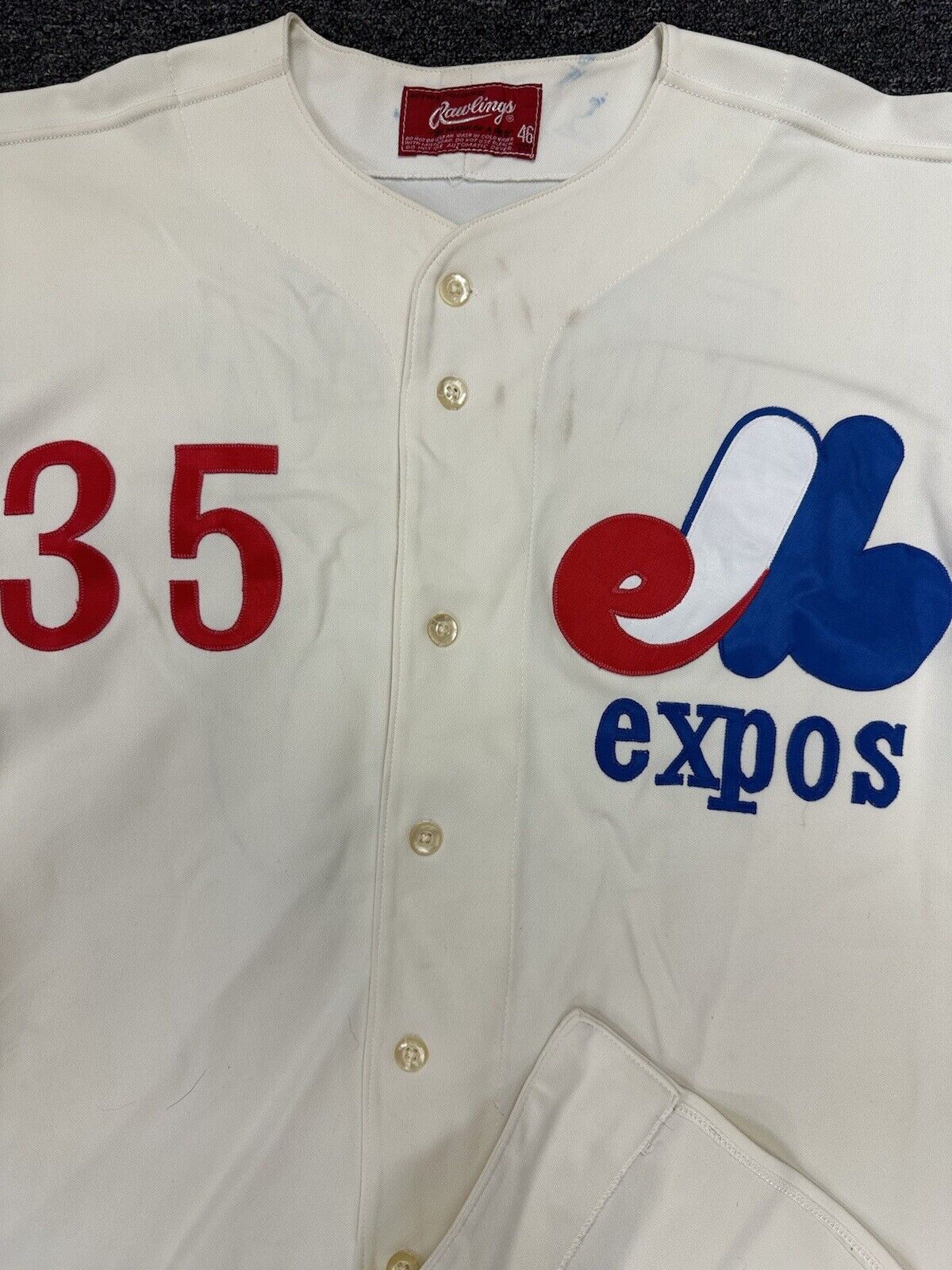 1979 Woodie Fryman Montreal Expos GAME USED Home Knit Baseball Jersey #35