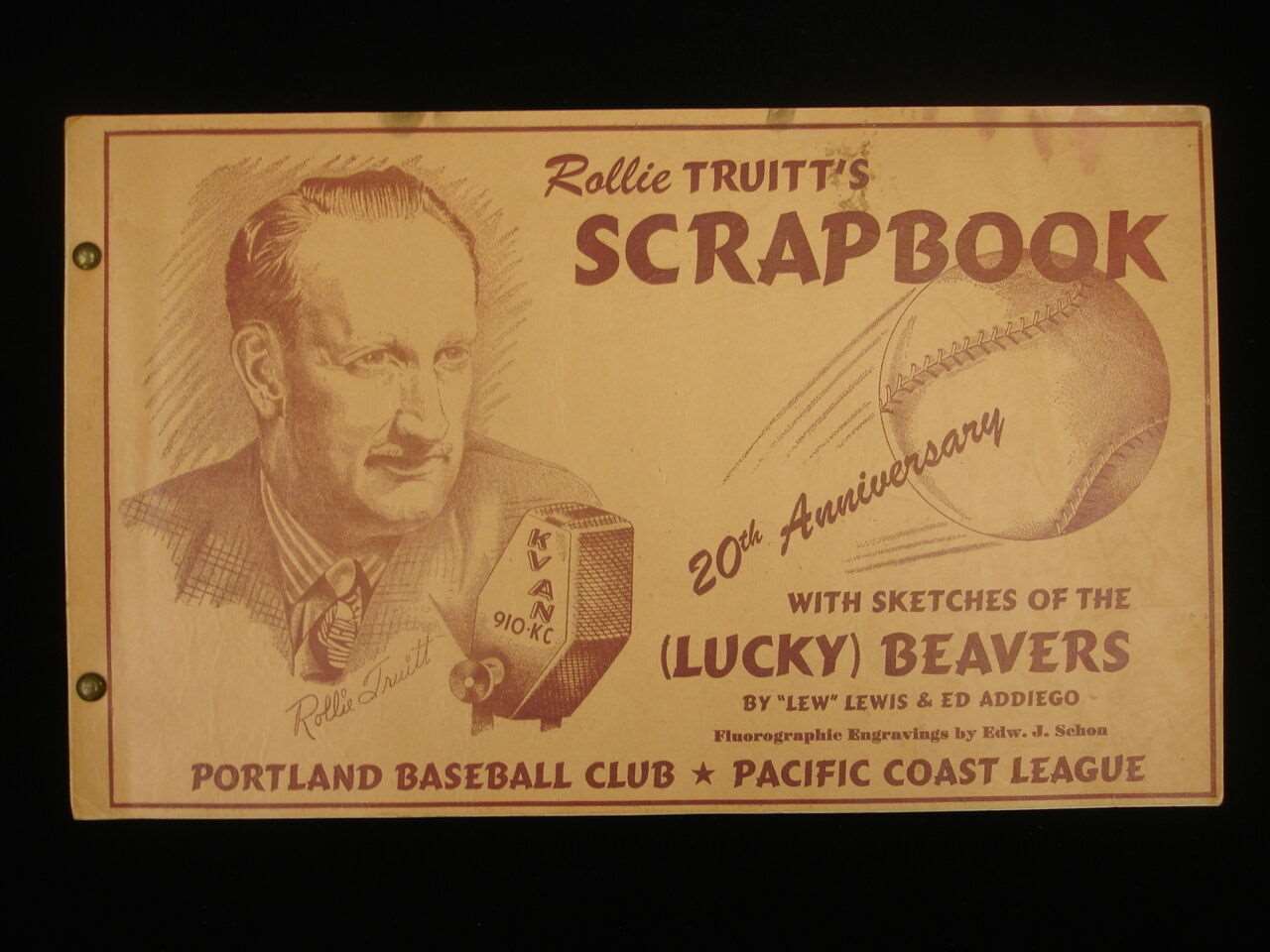 1947-48 Rollie Truitt's 20th Anniversary Portland Beavers PCL Scrapbook 